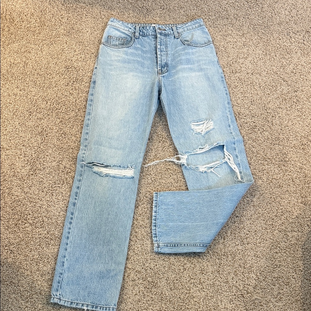 Sablyn Distressed Straight Leg Jeans